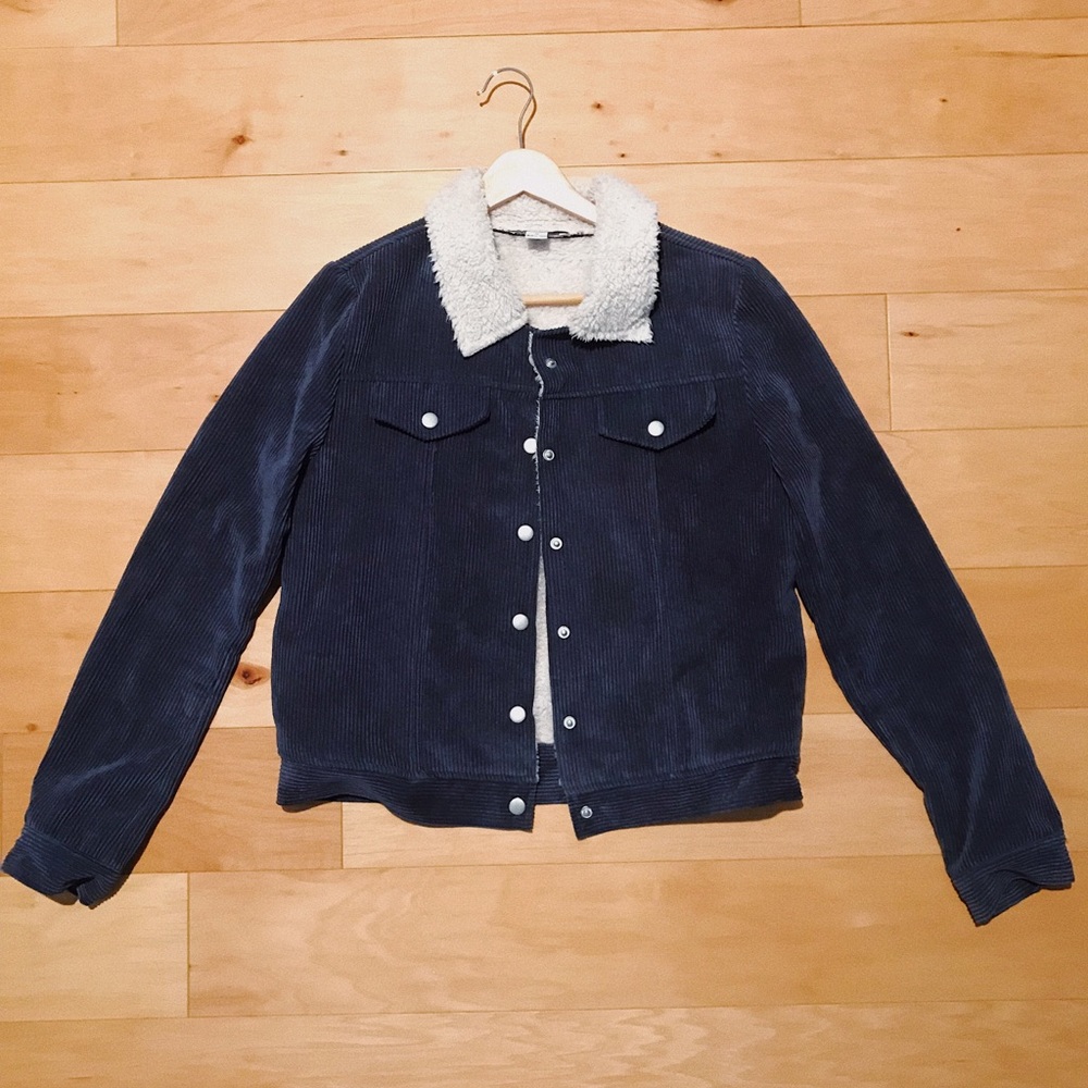 Faux fur lined velvet jacket